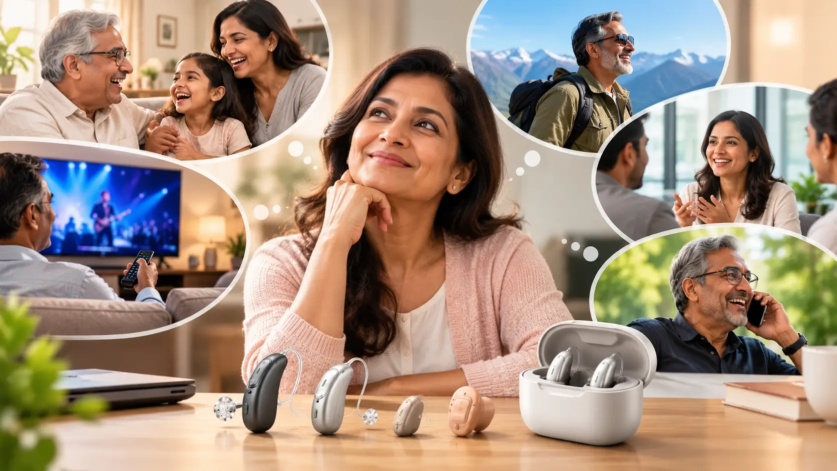 Senior man wearing a discreet hearing aid outdoors