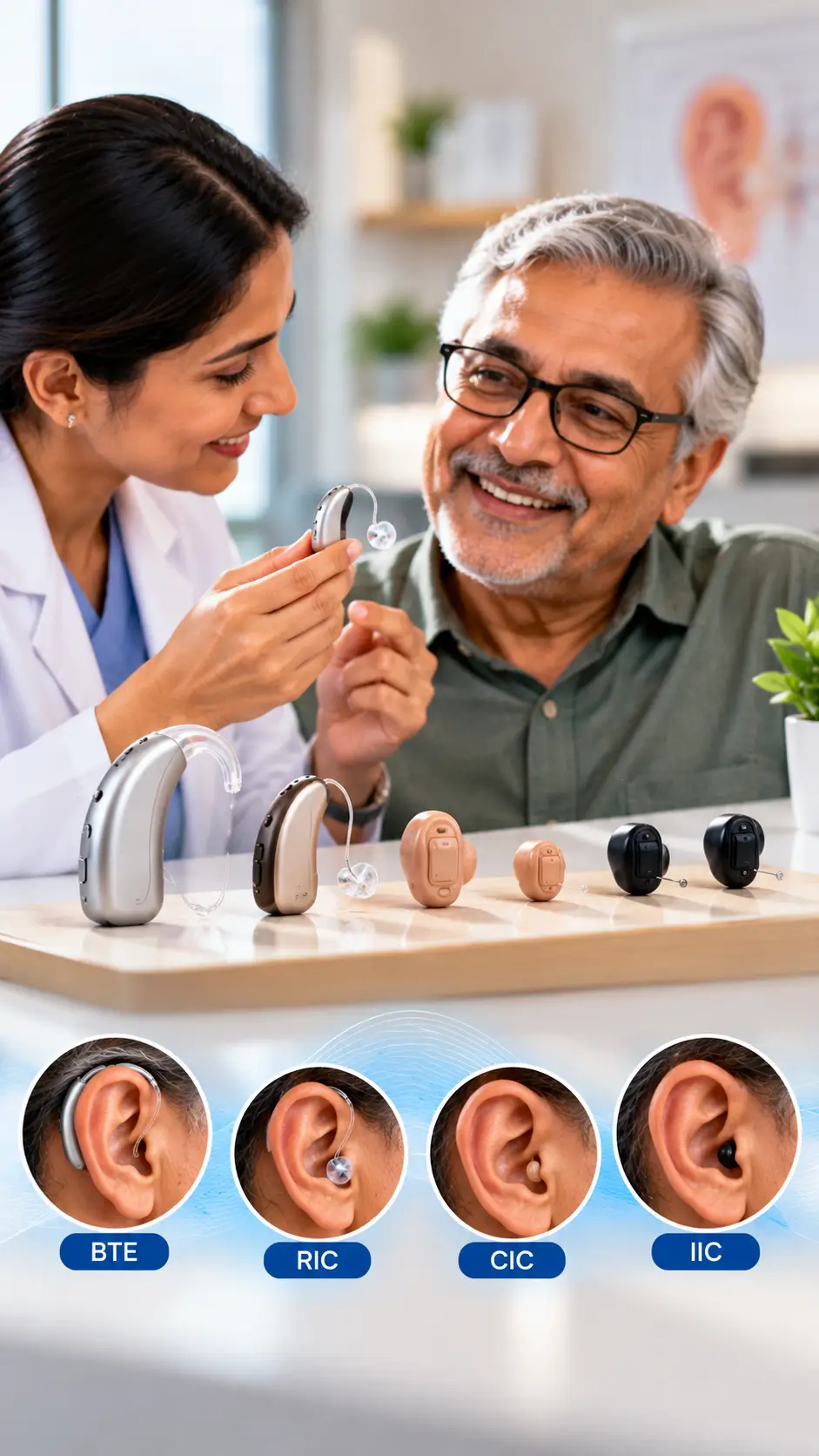 Range of compact hearing devices with charging case